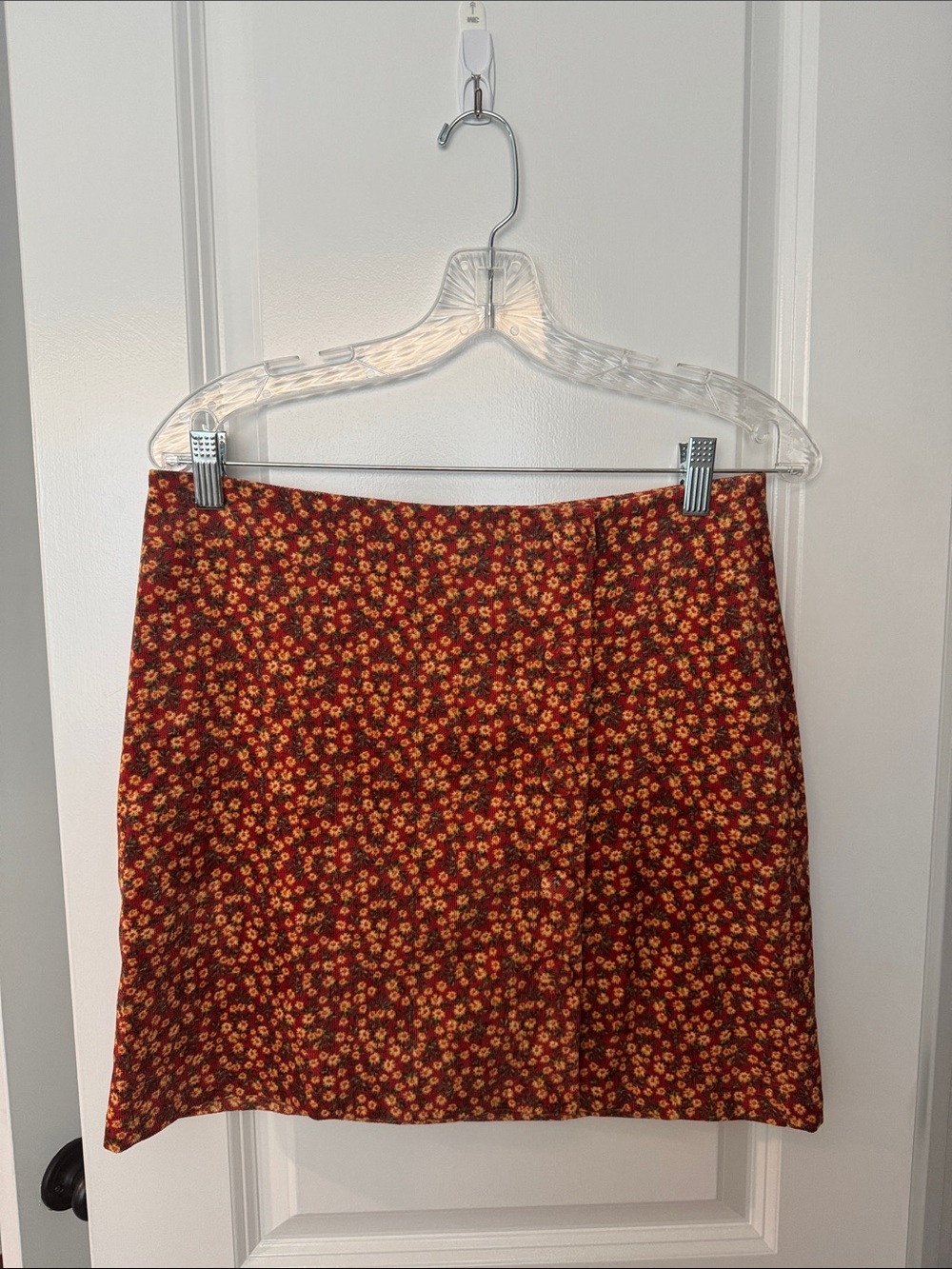 Floral Mini Skirt in Burgundy with Mustard Accents
